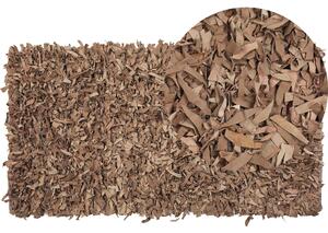 Béžový shaggy kožený koberec 80x150 cm MUT