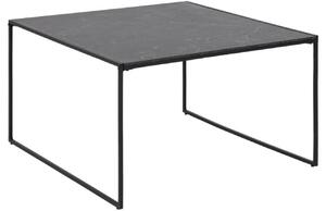 Scandi Černý dřevěný konferenční stolek Sigrun 80 x 80 cm s mramorovou fólií