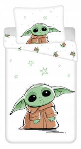 Dětské povlečení Star Wars Baby Yoda bílá zelená JERRY FABRICS 140x200