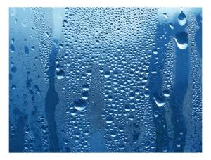 Fototapeta - Water drops on blue glass