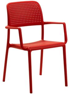 Nardi Červená plastová zahradní židle Bora s područkami