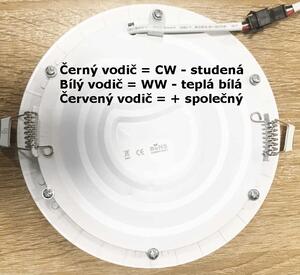 Bílý kruhový vestavný LED panel 166mm 12W CCT 24V