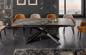 Moebel Living Šedý skleněný rozkládací jídelní stůl Marimor 180-260 x 90 cm