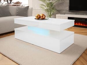 Konferenční stolek Lestirola s osvětlením LED, Barva:: bíla / bíly lesk Mirjan24 5903211195747