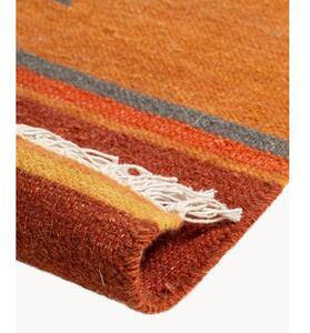 Ručně tkaný vlněný koberec s ornamentálním vzorem a třásněmi Zohra