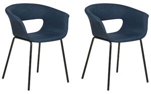 Sada 2 čalouněných jídelních židlí tmavě modré ELMA