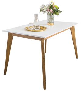 ARBYD Bílý dřevěný jídelní stůl Thia 140 x 80 cm