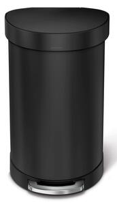 Pedálový odpadkový koš Simplehuman – 45 l, půlkulatý, matná černá ocel, rám na sáčky