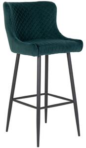 Nordic Living Tmavě zelená sametová barová židle Leonie 75 cm