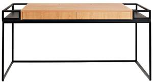 Nordic Design Černý kovový pracovní stůl Hugo 160 x 78 cm s dubovým dekorem
