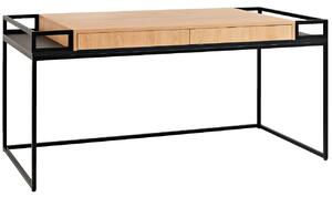 Nordic Design Černý kovový pracovní stůl Alf s dřevěnou deskou 160 x 78 cm