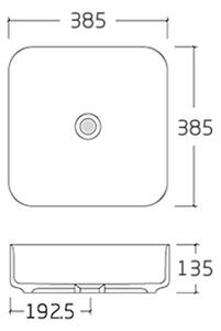 Keramické umyvadlo na desku KW6134 pro WC pro hosty - 38,5 x 38,5 x 13,5 cm - možnost výběru barvy