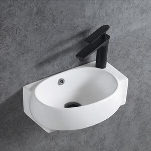 KW198 keramické závěsné umyvadlo na WC pro hosty - 42 x 28 x 15 cm - lesklá bílá
