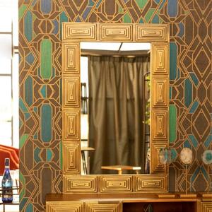 Zlaté kovové závěsné zrcadlo DUTCHBONE VOLAN 110 x 70 cm