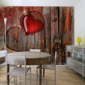Fototapeta - Heart on wooden background