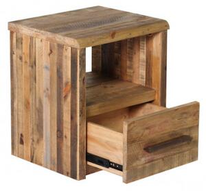 Masivní noční stolek dřevo recyklovaná borovice Sacramento