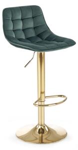 Barová židle H-120, 43x84-106x44, tmavě zelená/zlatá
