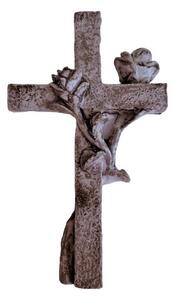 Vzpomínková smuteční dekorace, ruční práce - kříž s růžičkami, v.12,5cm