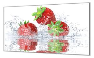 Ochranná deska ovoce jahody ve vodě - 52x60cm / S lepením na zeď