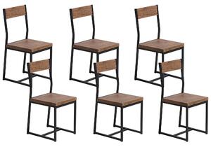 Jídelní židle Sada 6 ks Tmavé dřevo LAREDO