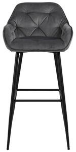 Scandi Tmavě šedá sametová barová židle Norman 75 cm