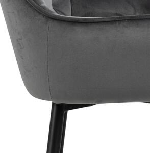 Scandi Tmavě šedá sametová barová židle Norman 75 cm