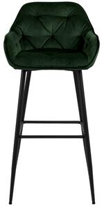 Scandi Tmavě zelená sametová barová židle Norman 75 cm
