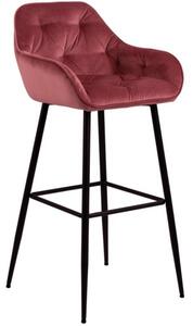 Scandi Korálově červená sametová barová židle Norman 75 cm