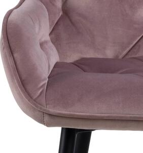 Scandi Světle růžová sametová barová židle Norman 75 cm