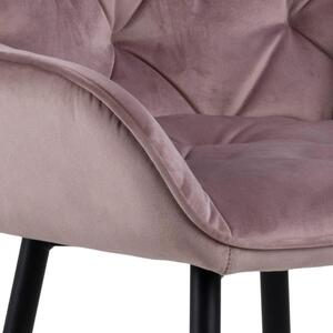 Scandi Světle růžová sametová barová židle Norman 75 cm