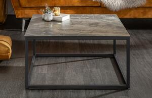 Moebel Living Šedý keramický konferenční stolek Batik 75 x 75 cm s mramorovým vzhledem