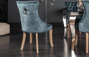 Moebel Living Modrá sametová jídelní židle Aclen