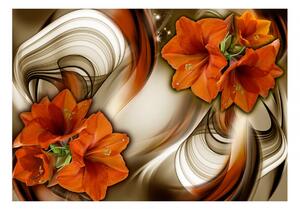 Murando DeLuxe Tapeta Motýlí tanec v oranžové Rozměry (š x v) a Typ: 150x105 cm - vliesové
