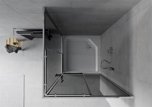 Mexen Rio, čtvercový sprchový kout s posuvnými dveřmi 90 x 90 cm, 5mm šedé sklo, chromový profil + bílá vysoká vanička Rio, 860-090-090-01-40-4510