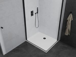 Mexen Pretoria Duo, sprchový kout se 2-křídlými dveřmi 80 (dveře) x 70 (dveře) cm, 6mm čiré sklo, černý profil + sprchová vanička, 852-080-070-70-02-4010B