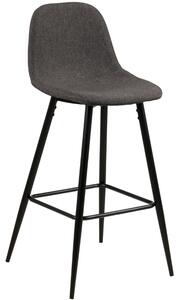 Scandi Tmavě šedá látková barová židle Wanda 65 cm s černou podnoží