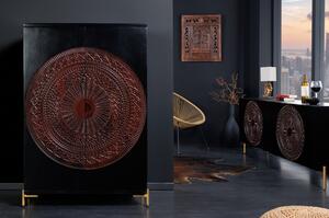 Massive home | Černá designová barová komoda Black Mandala 140cm 41106