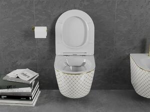Mexen Lena, závěsná toaletní mísa 480x360x355 mm, bílá - zlatý vzor, 30224009