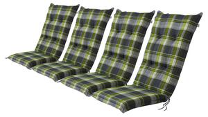 LIVARNO home Sada potahů na židli / křeslo Valencia, 120 x 50 x 8 cm, 4dílná, káro / zelená / šedá (800003511)