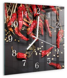 Skleněné hodiny Chilli papričky zskb-30x30-00090347