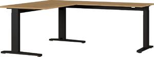 Dubový rohový kancelářský stůl GEMA Leanor 160 x 193 cm s černou podnoží