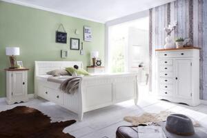 Sob nabytek | Bílý masivní postel s úložným prostorem Gotland 140x200 Gol-300