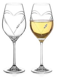 Diamante Swarovski Sklenice na víno Hearts 360 ml, 2 ks