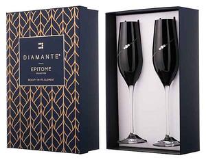 Diamante Silhouette black sklenice na sekt 210 ml, 2 ks