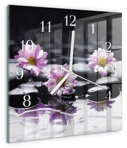 Skleněné hodiny Květiny zskb-30x30-00087361