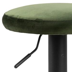 Scandi Tmavě zelená sametová barová židle Filch 62 - 82 cm
