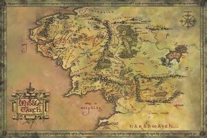 Umělecký tisk The Lord of the Rings - Middle Earth, (40 x 26.7 cm)