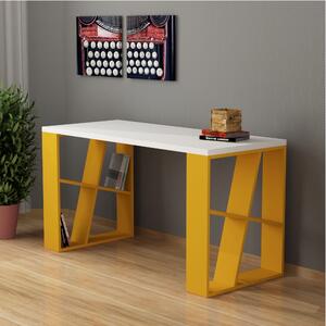 Psací stůl HONEY bílá/žlutá