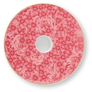 Pip Studio Royal All Over Flower svícen 14 cm, růžový (Porcelánový svícen)