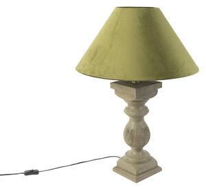 Venkovská stolní lampa s velurovým odstínem mechově zelená 50 cm - yzop